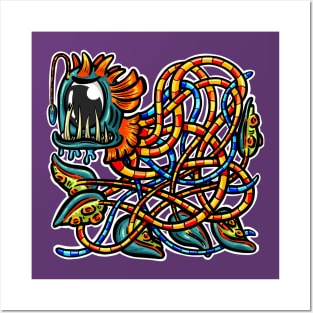 Cute Octopus Tentacle Logo Illustration Cartoon Character Posters and Art